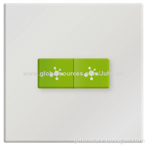 New Intelligent Touch Light Switch, 2 Gang Green Button Light Switch with White Glass Panel